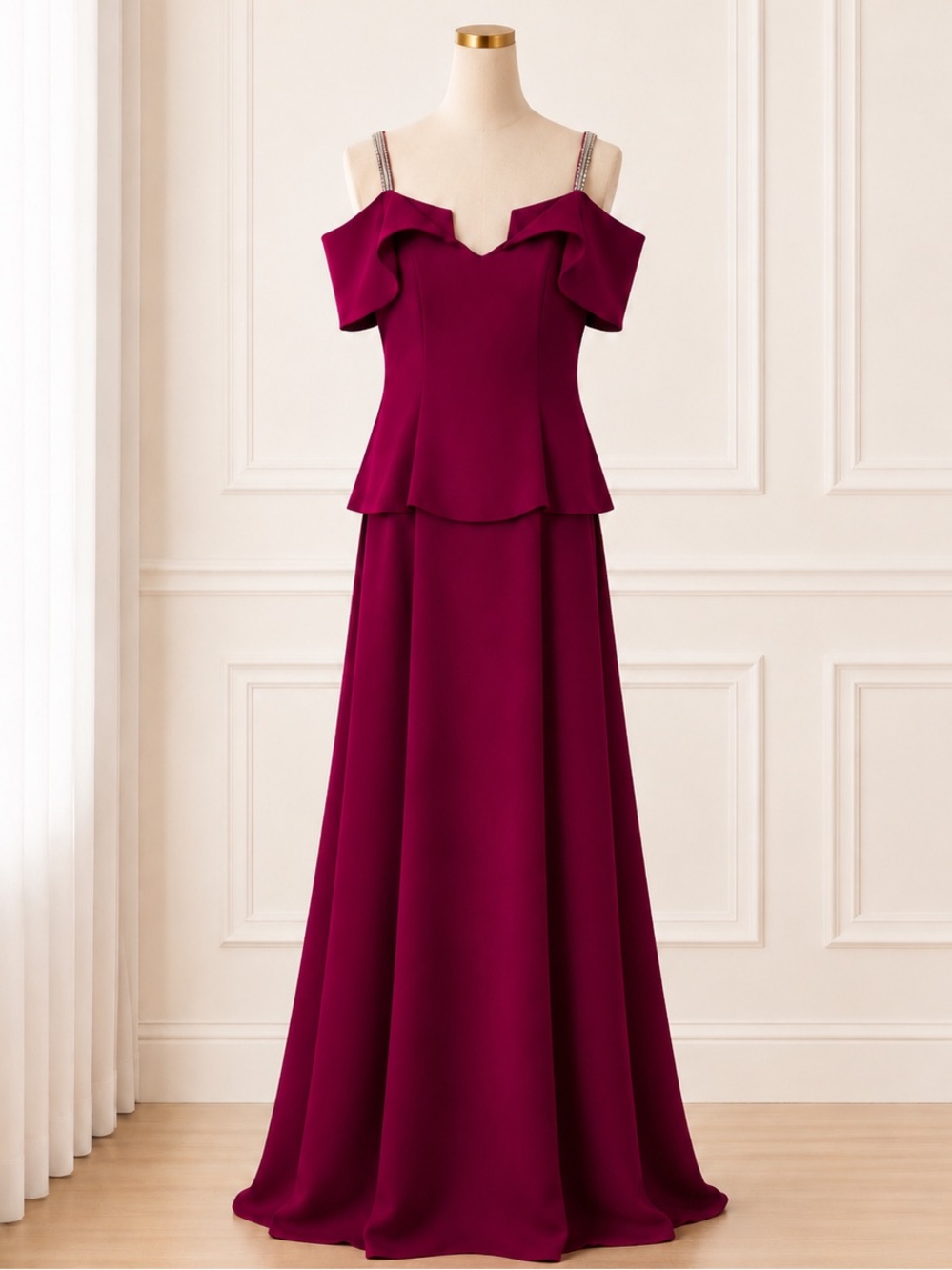 Alexander by DAYMOR Cranberry Off Shoulder Gown Formal Dress 18 NWT MSRP $995